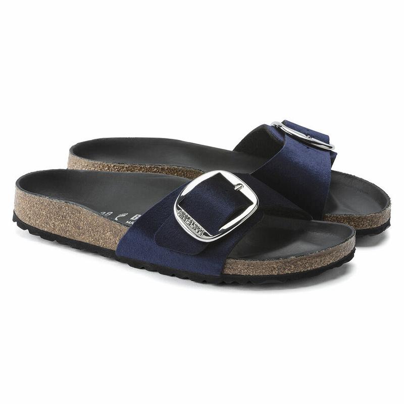 Birkenstock Big Přezkou Rivet Logo Læder Madrid Dame Sort | DK 413HAP